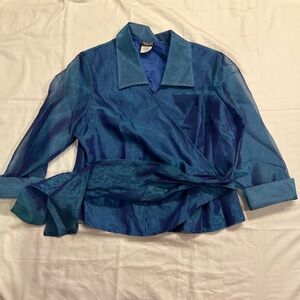 Blue Sheer Wrap Blouse